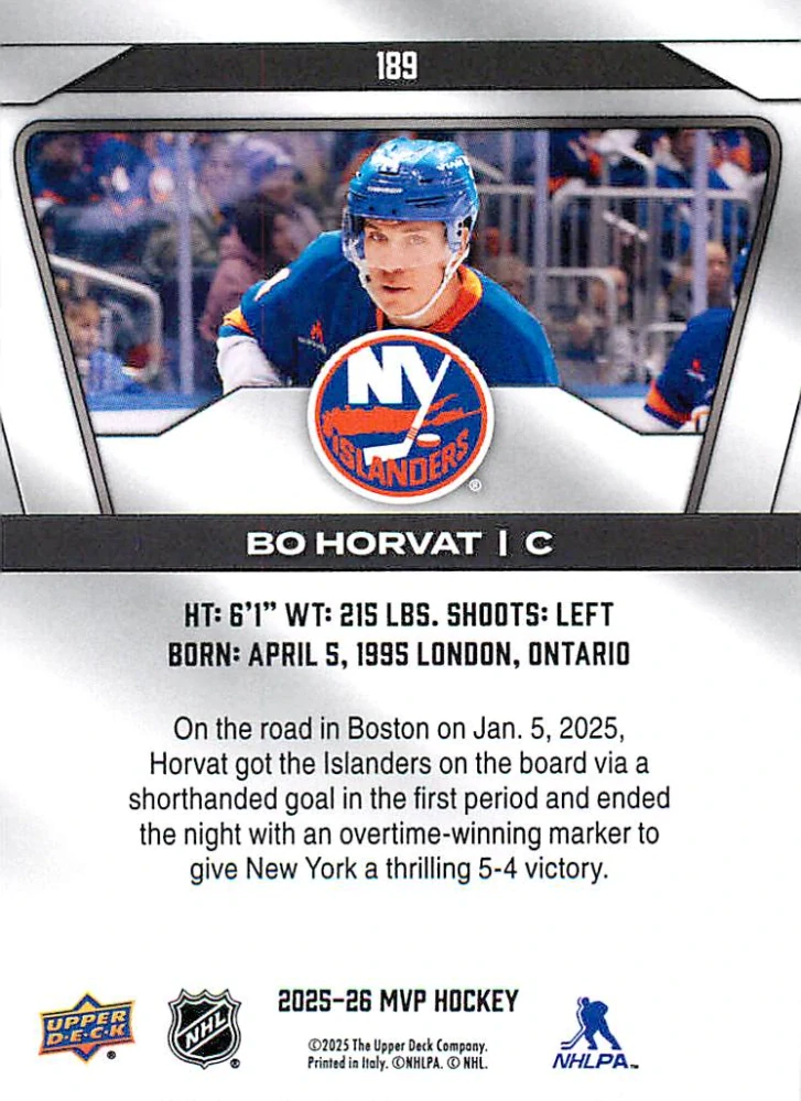 2025-26 UD MVP - Bo Horvat #189