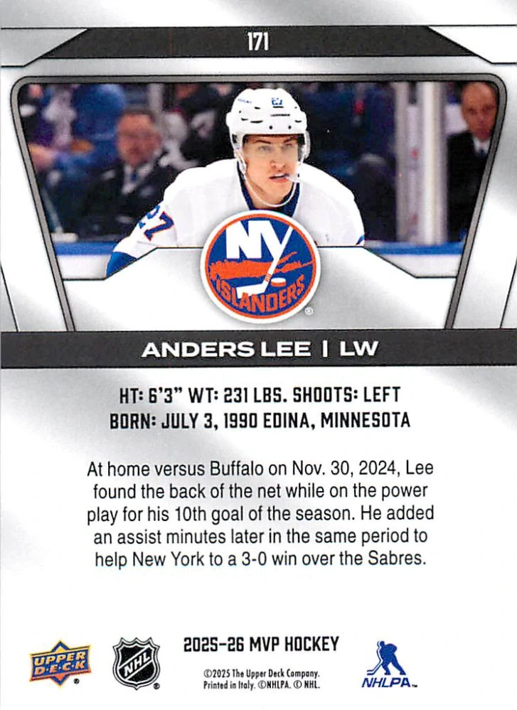 2025-26 UD MVP - Anders Lee #171