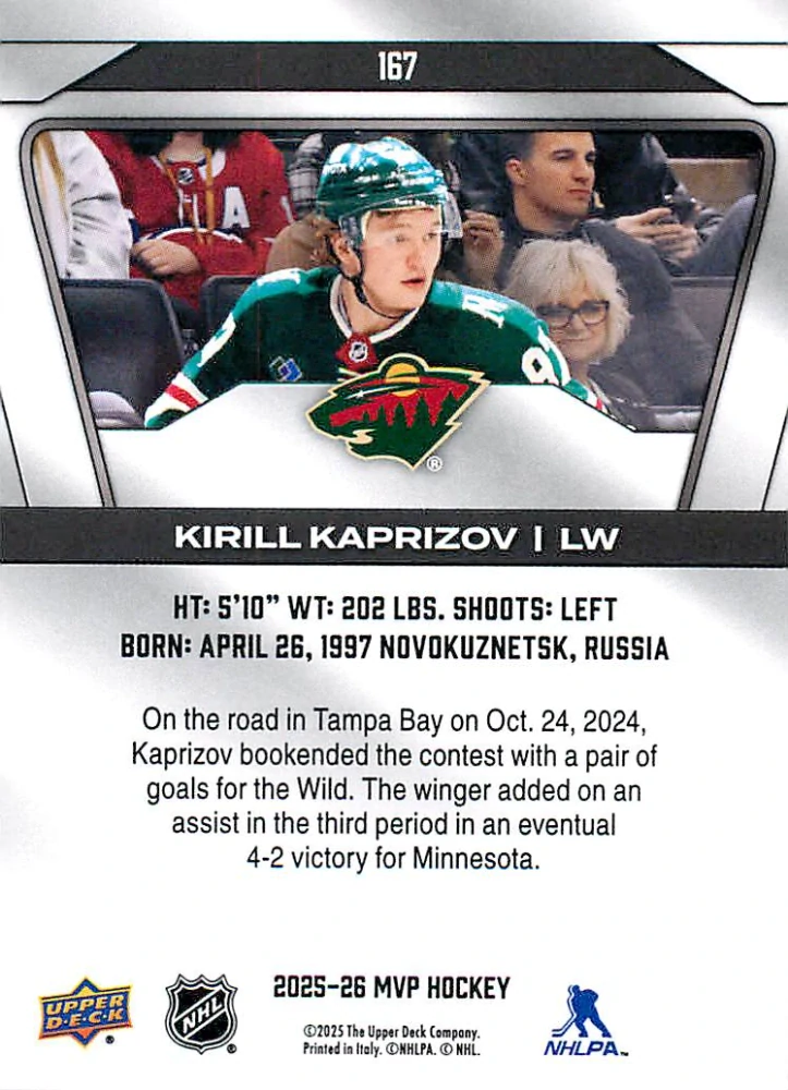 2025-26 UD MVP - Kirill Kaprizov #167