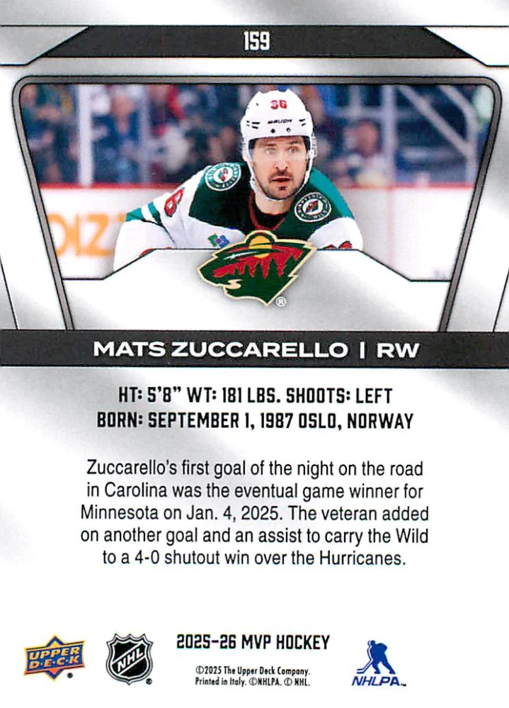 2025-26 UD MVP - Mats Zuccarello #159