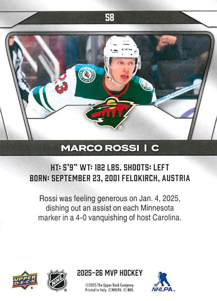 2025-26 UD MVP - Marco Rossi #58