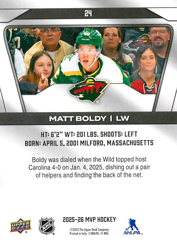 2025-26 UD MVP - Matt Boldy #24