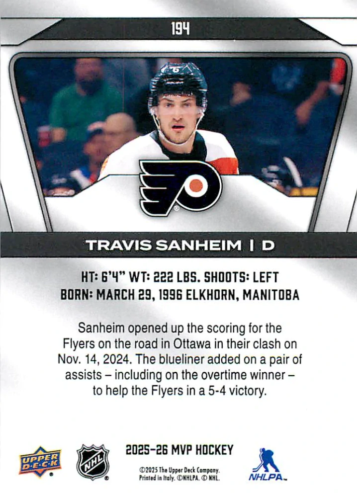 2025-26 UD MVP - Travis Sanheim #194