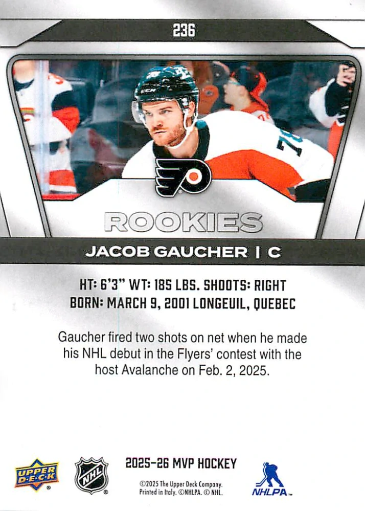 2025-26 UD MVP - Jacob Gaucher - Rookies #236