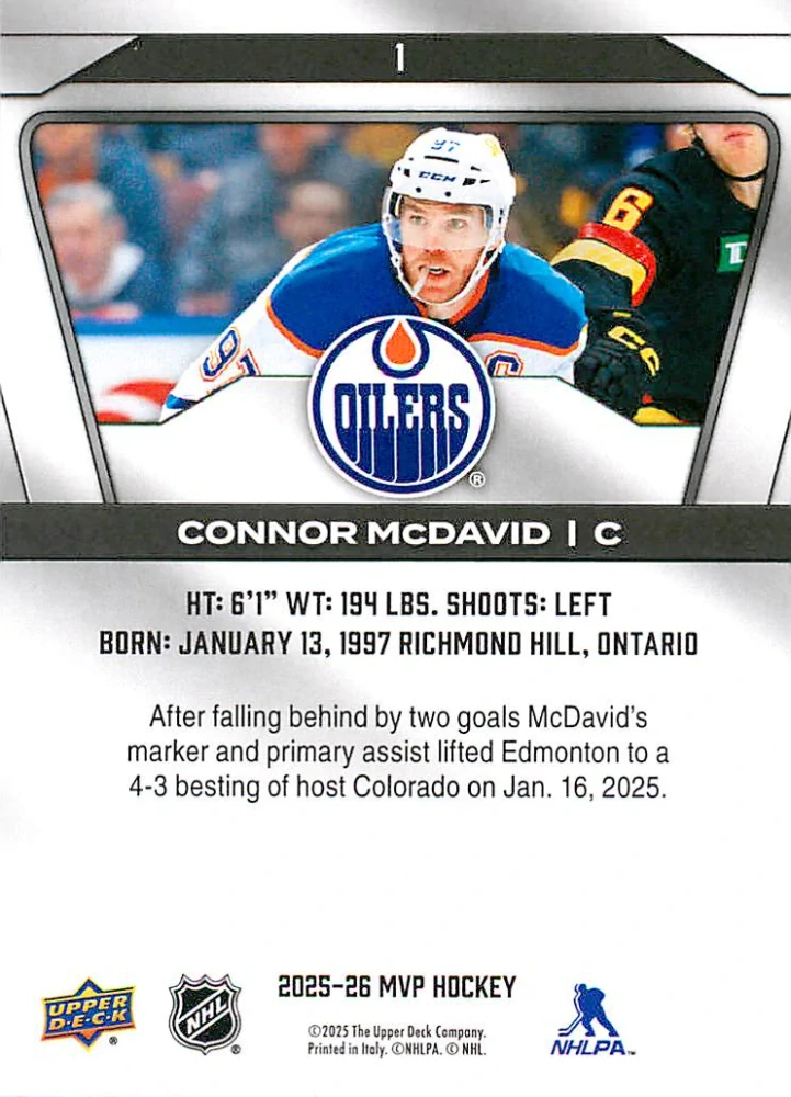2025-26 UD MVP - Connor McDavid #1