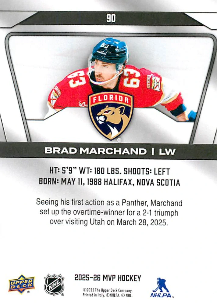 2025-26 UD MVP - Brad Marchand #90