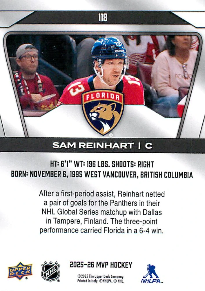 2025-26 UD MVP - Sam Reinhart #118