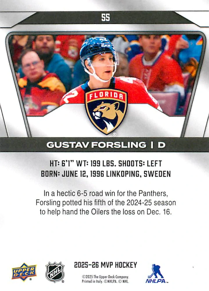 2025-26 UD MVP - Gustav Forsling #55