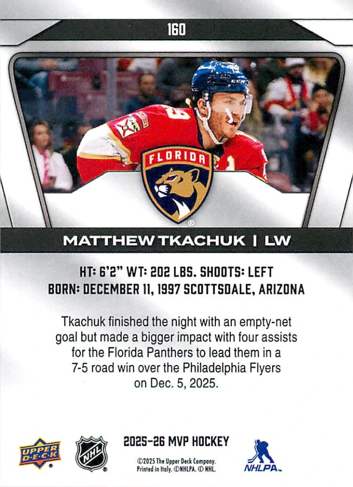 2025-26 UD MVP - Matthew Tkachuk #160