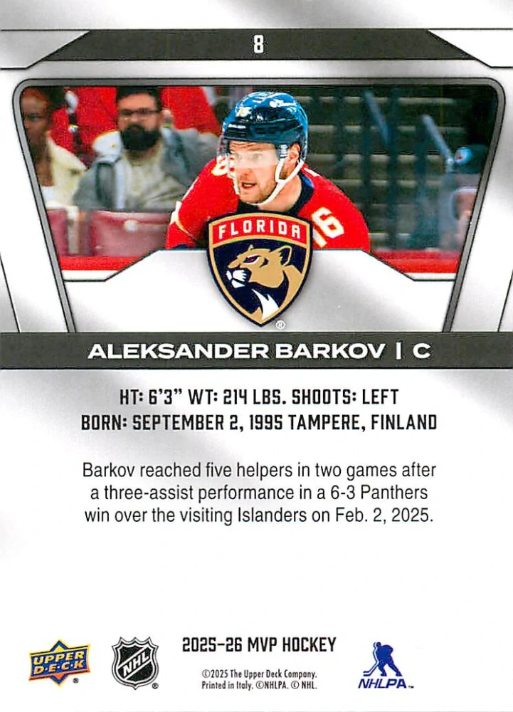 2025-26 UD MVP - Aleksander Barkov #8