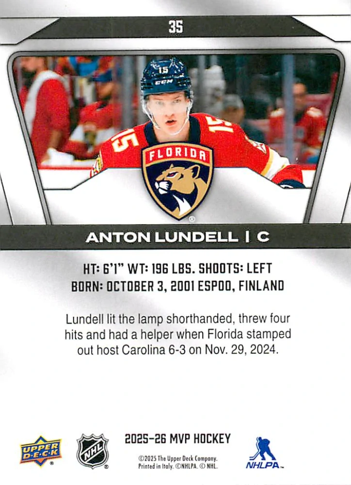 2025-26 UD MVP - Anton Lundell #35