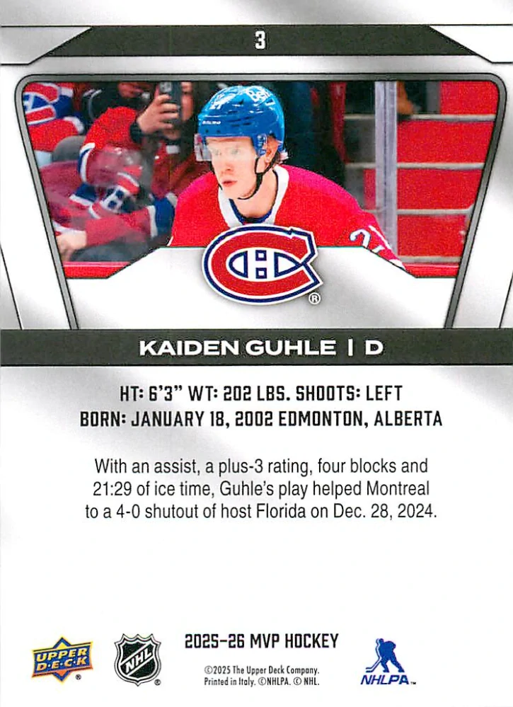2025-26 UD MVP - Kaiden Guhle #3