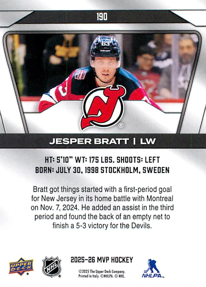 2025-26 UD MVP - Jesper Bratt #190