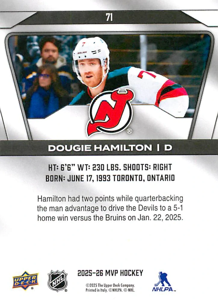2025-26 UD MVP - Dougie Hamilton #71