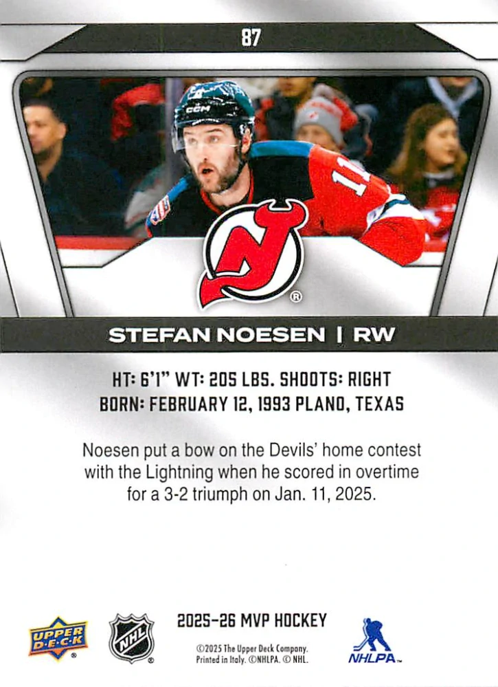 2025-26 UD MVP - Stefan Noesen #87