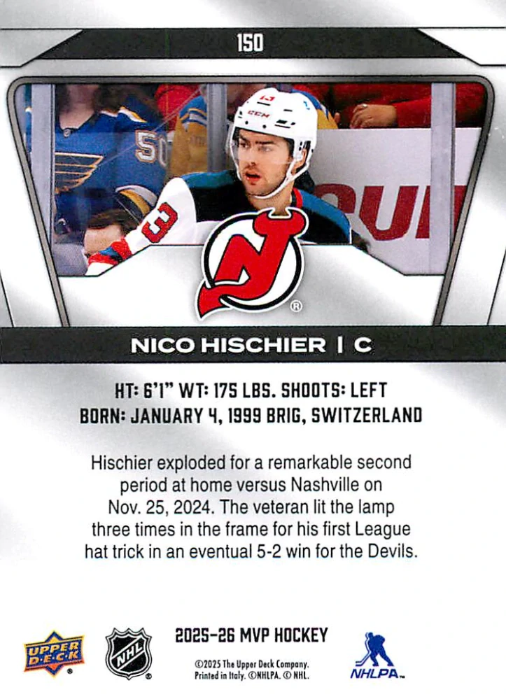 2025-26 UD MVP - Nico Hischier #150
