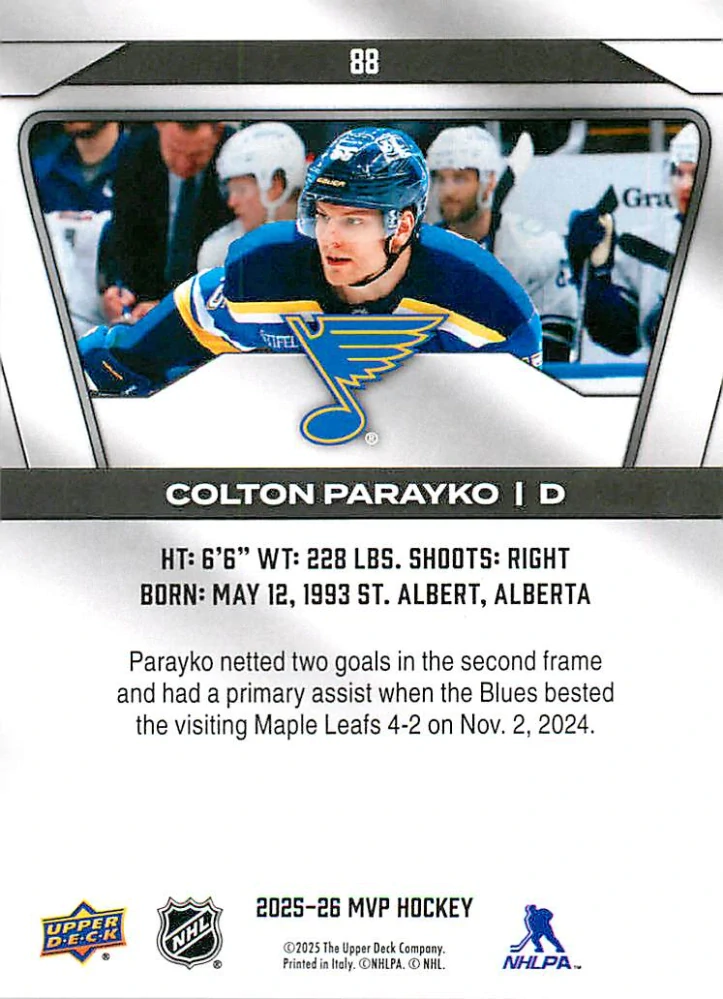 2025-26 UD MVP - Colton Parayko #88