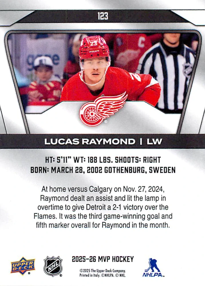 2025-26 UD MVP - Lucas Raymond #123