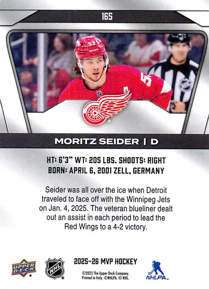 2025-26 UD MVP - Moritz Seider #165