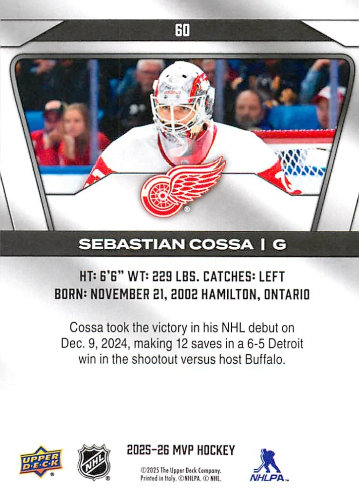 2025-26 UD MVP - Sebastian Cossa #60