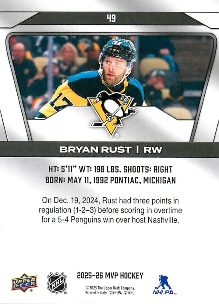 2025-26 UD MVP - Bryan Rust #49