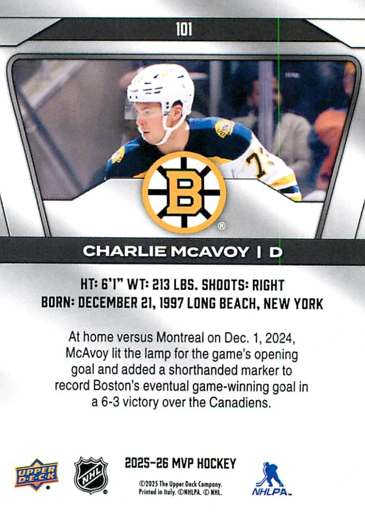 2025-26 UD MVP - Charlie McAvoy #101