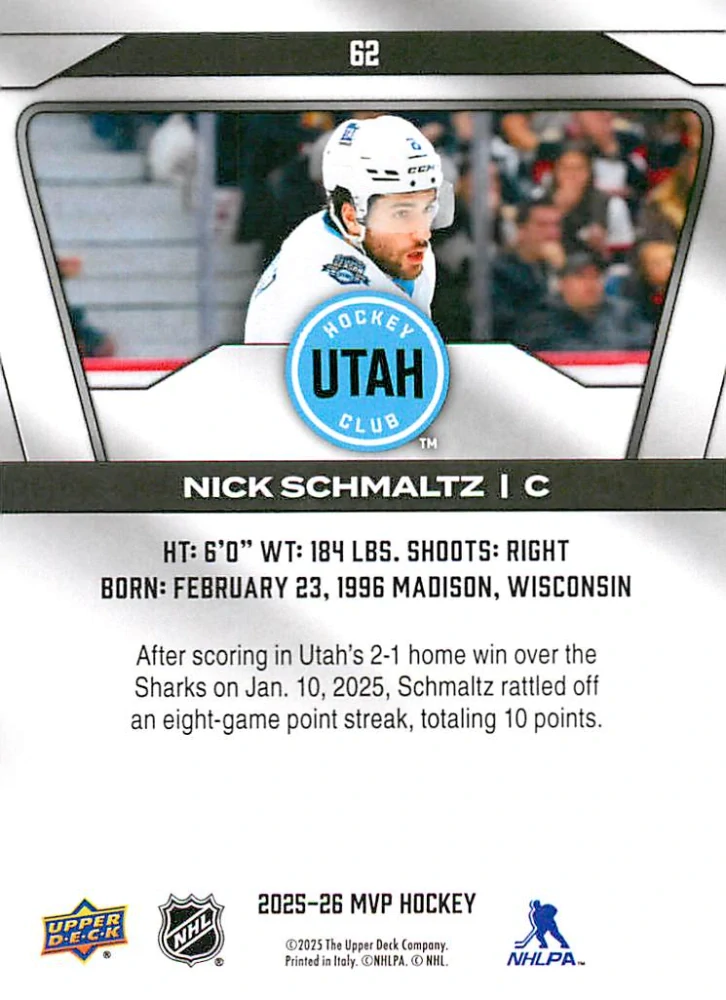 2025-26 UD MVP - Nick Schmaltz #62