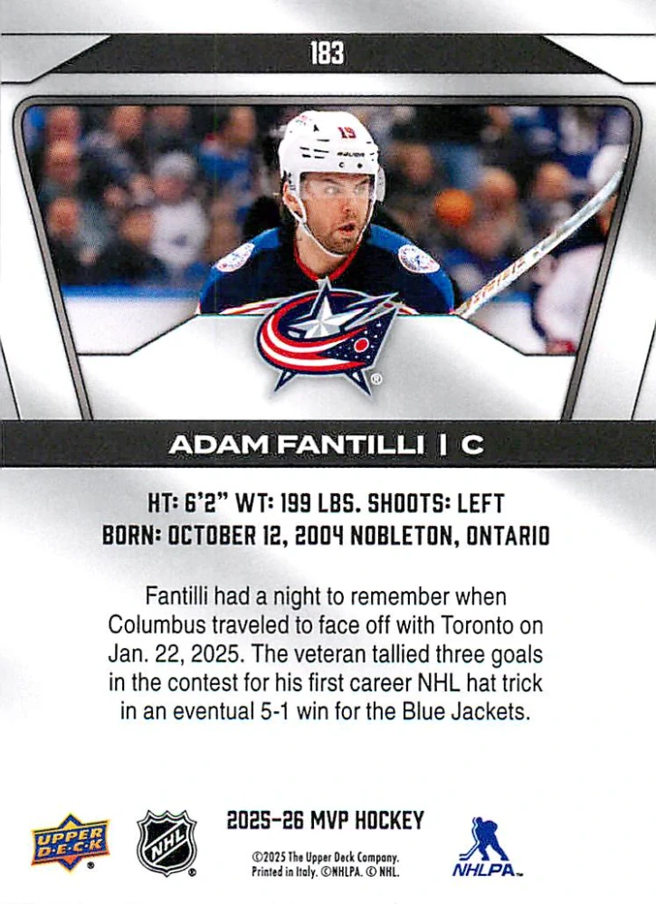 2025-26 UD MVP - Adam Fantilli #183