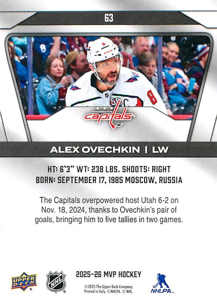 2025-26 UD MVP - Alex Ovechkin #63