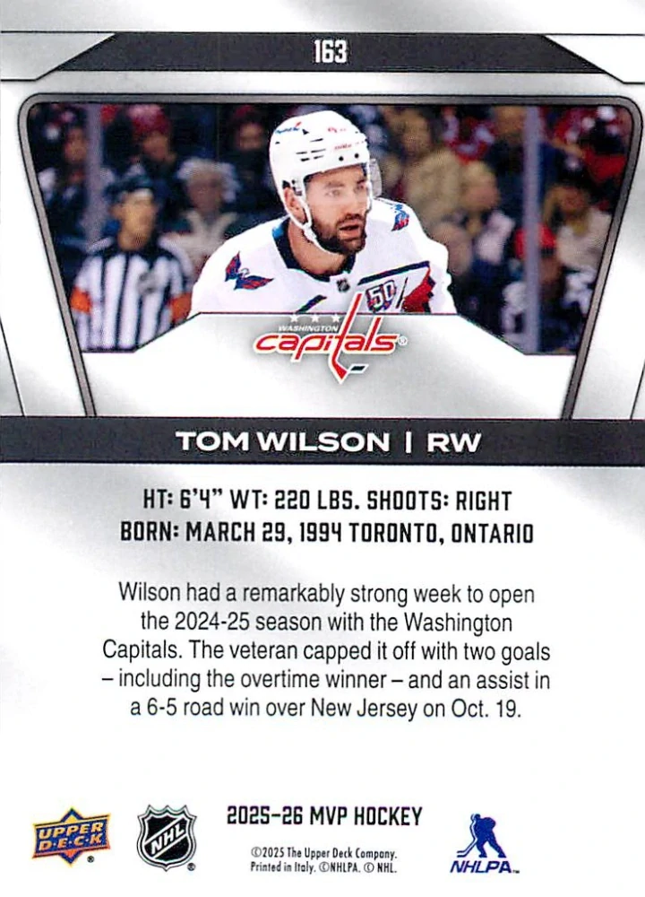 2025-26 UD MVP - Tom Wilson #163