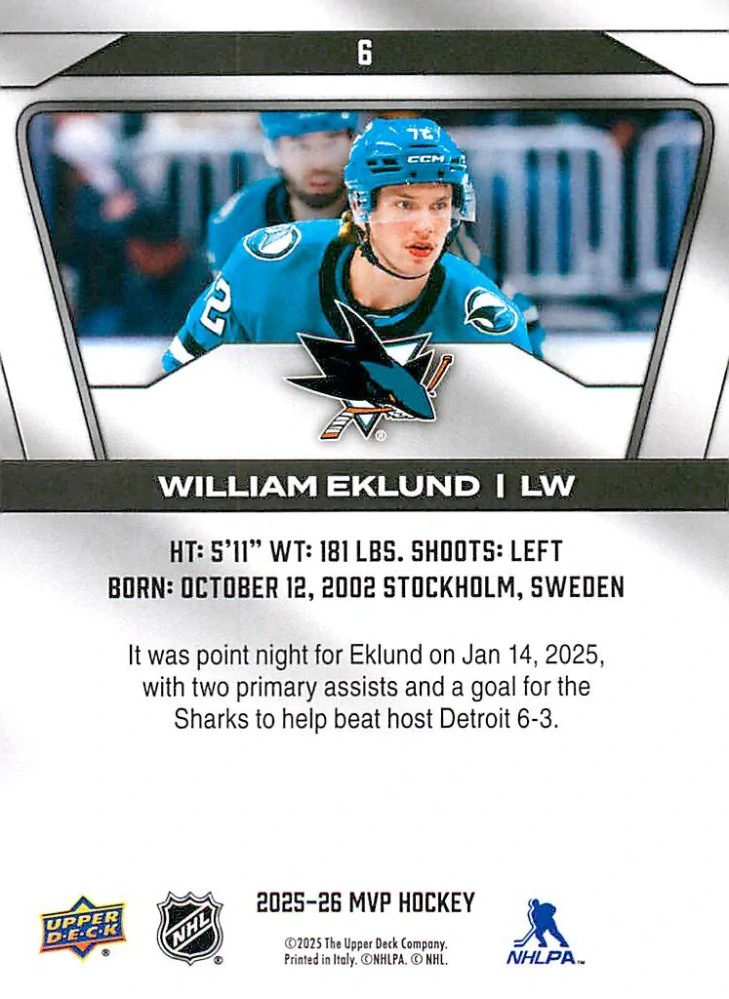 2025-26 UD MVP - William Eklund #6