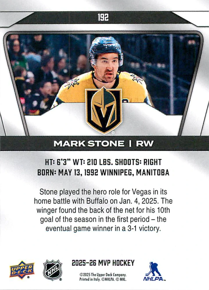 2025-26 UD MVP - Mark Stone #192