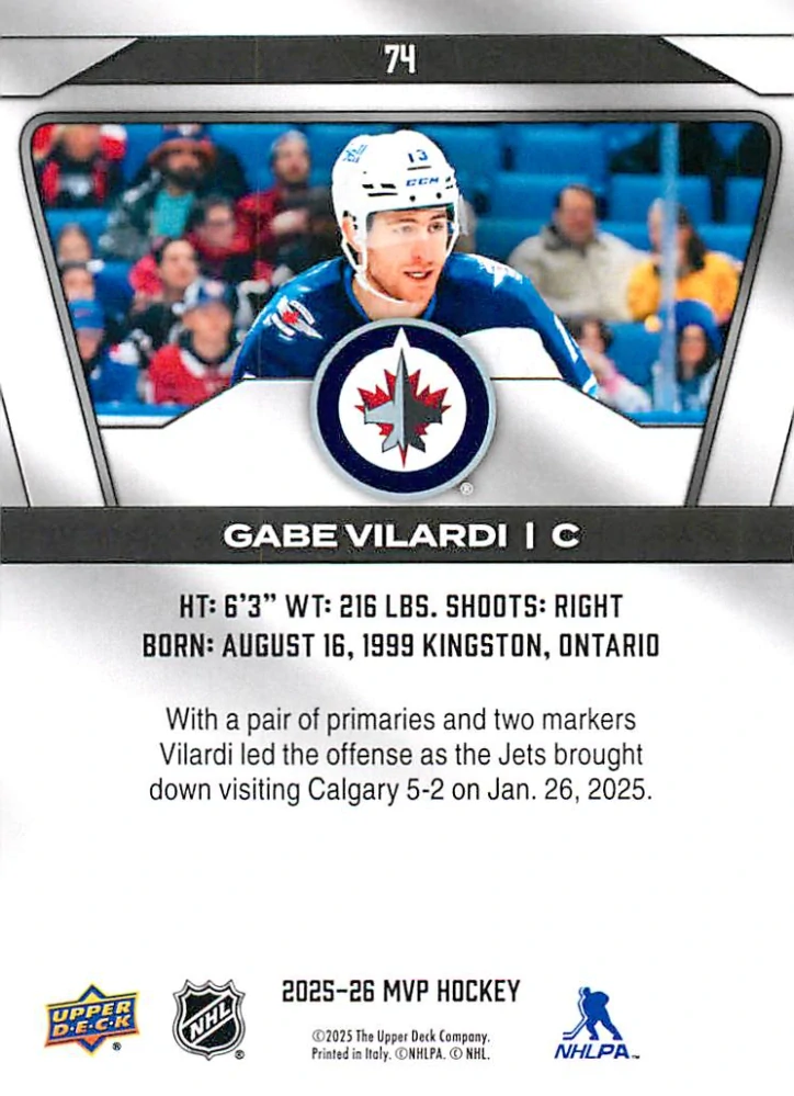 2025-26 UD MVP - Gabe Vilardi #74