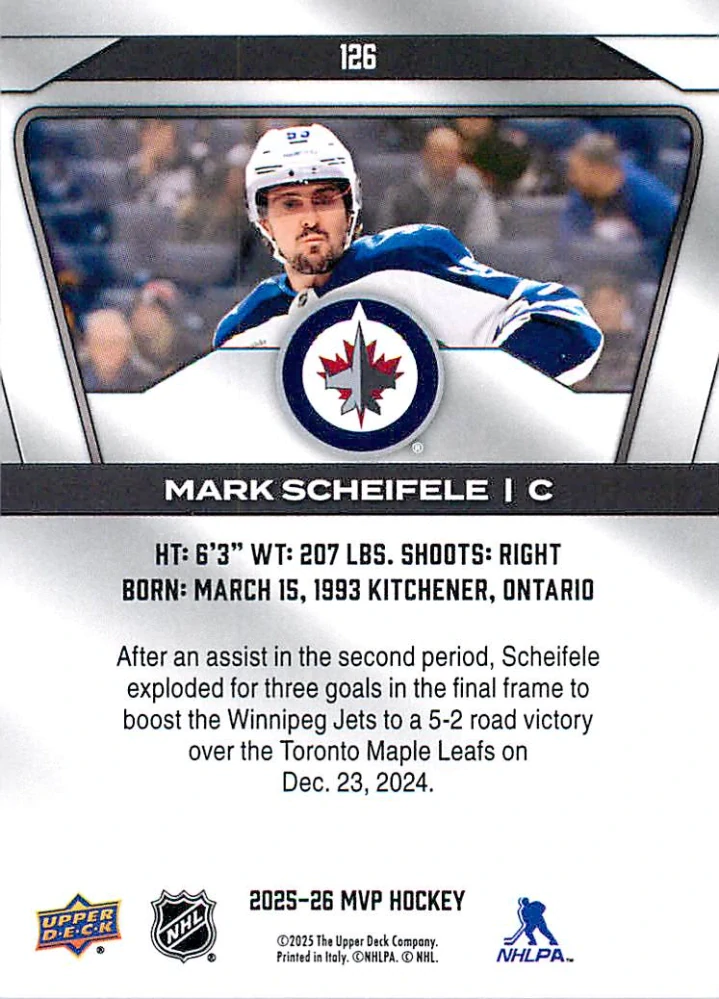 2025-26 UD MVP - Mark Scheifele #126