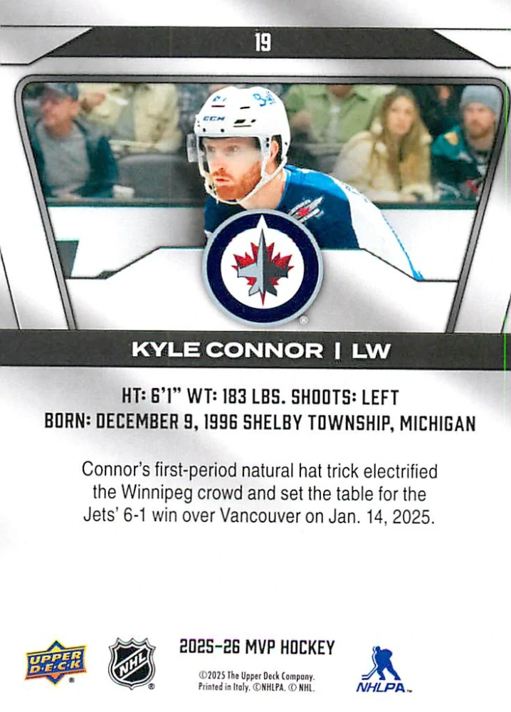 2025-26 UD MVP - Kyle Connor #19