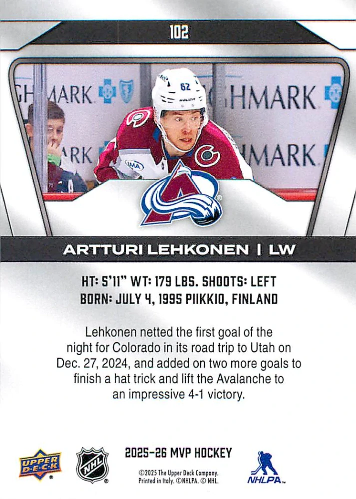 2025-26 UD MVP - Artturi Lehkonen #102