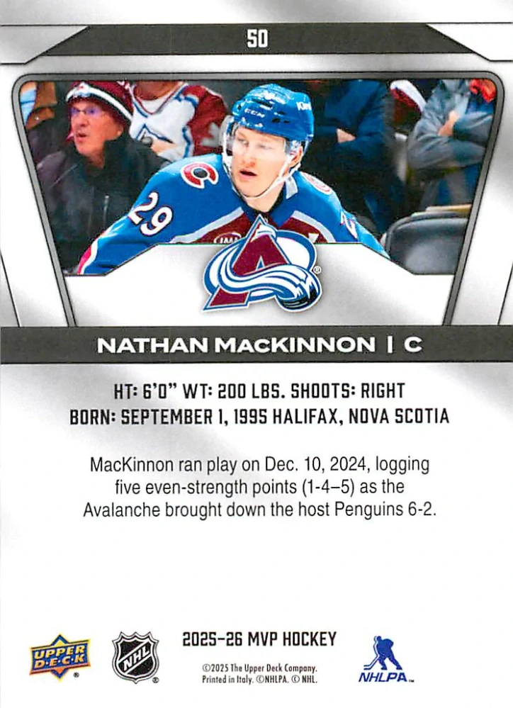 2025-26 UD MVP - Nathan MacKinnon #50