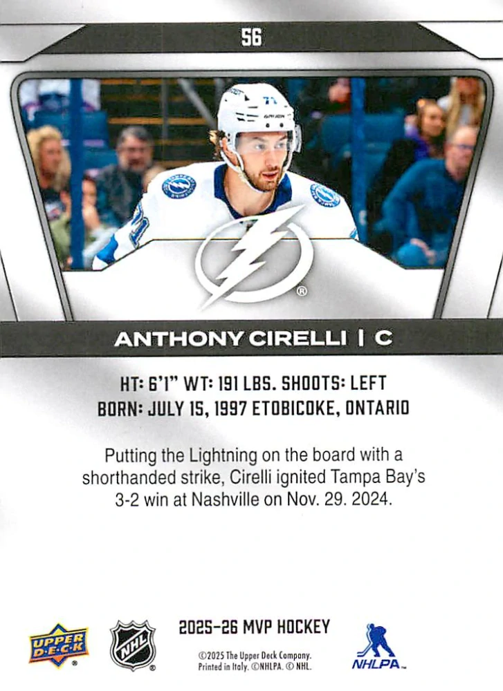 2025-26 UD MVP - Anthony Cirelli #56