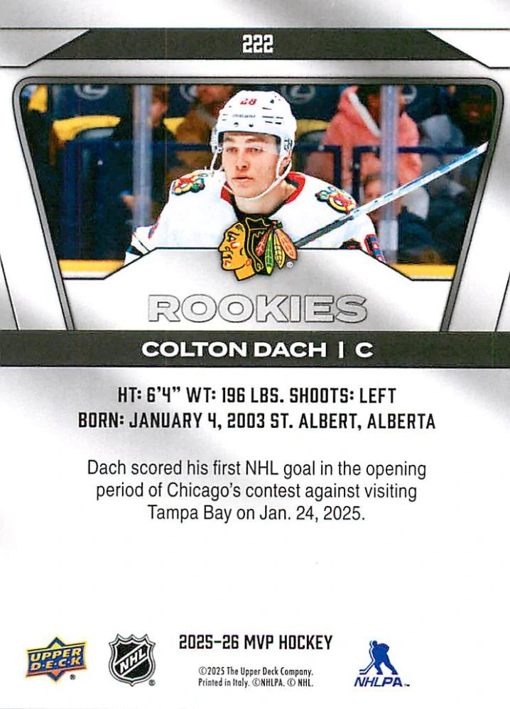 2025-26 UD MVP - Colton Dach - Rookies #222
