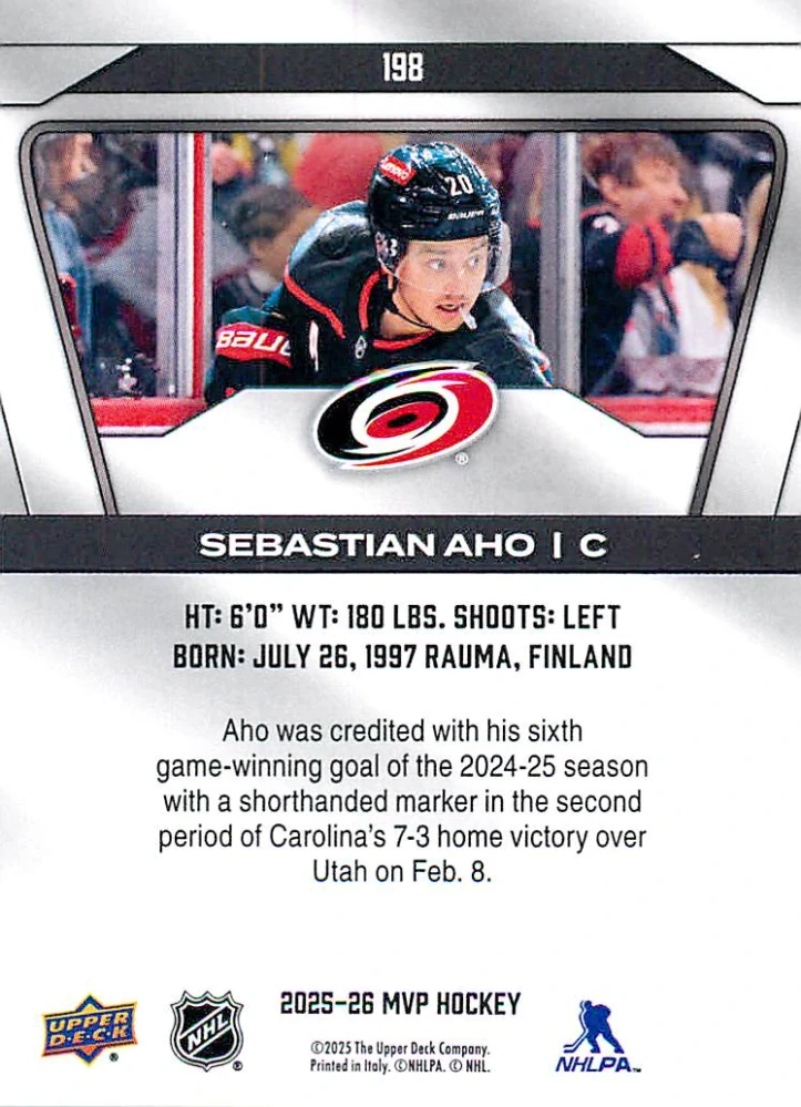 2025-26 UD MVP - Sebastian Aho #198