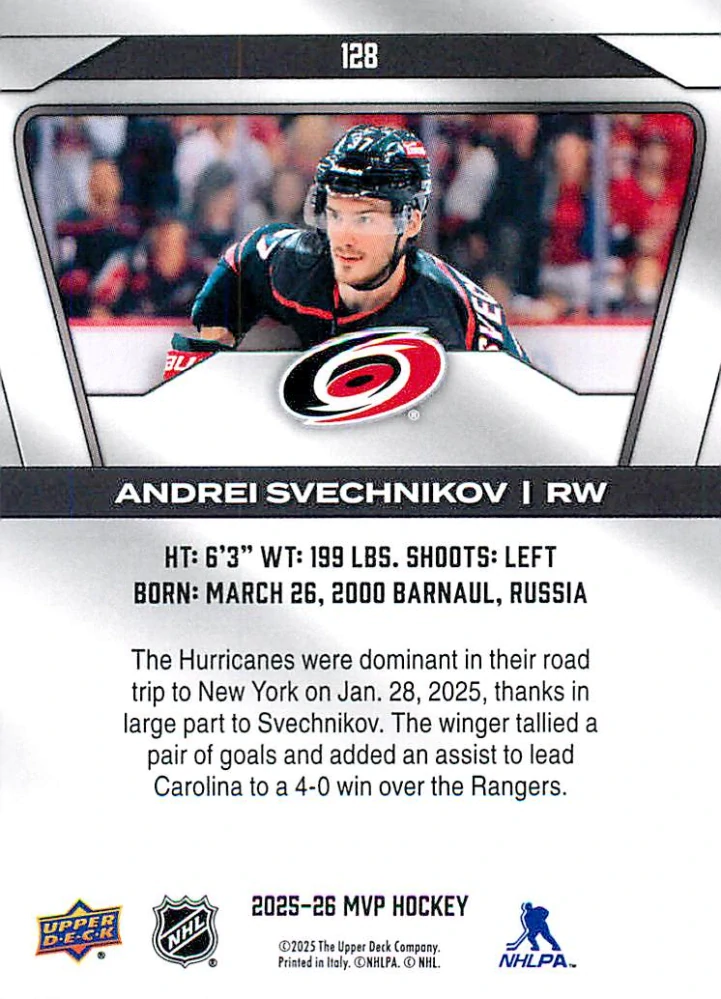 2025-26 UD MVP - Andrei Svechnikov #128