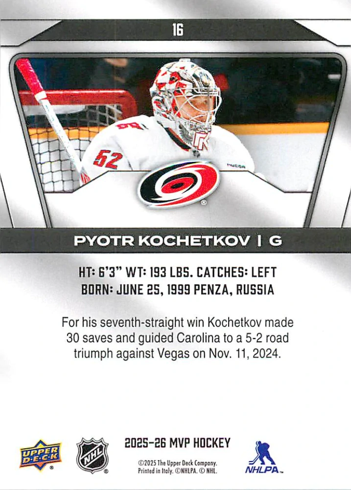 2025-26 UD MVP - Pyotr Kochetkov #16