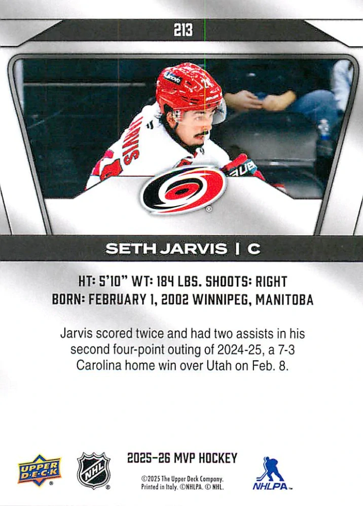 2025-26 UD MVP - Seth Jarvis #213