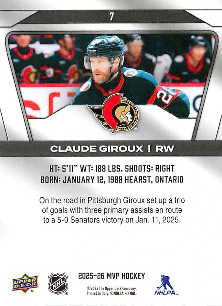 2025-26 UD MVP - Claude Giroux #7