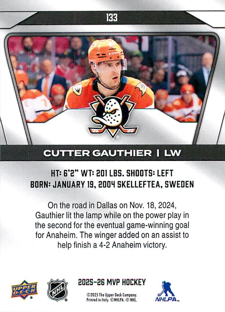 2025-26 UD MVP - Cutter Gauthier #133