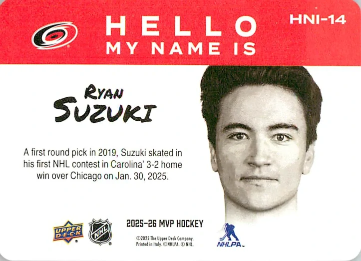 2025-26 UD MVP - Ryan Suzuki - Hello My Name Is #HNI-14