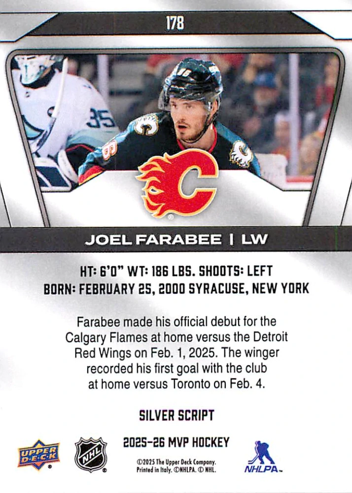 2025-26 UD MVP - Joel Farabee - Silver Script #178