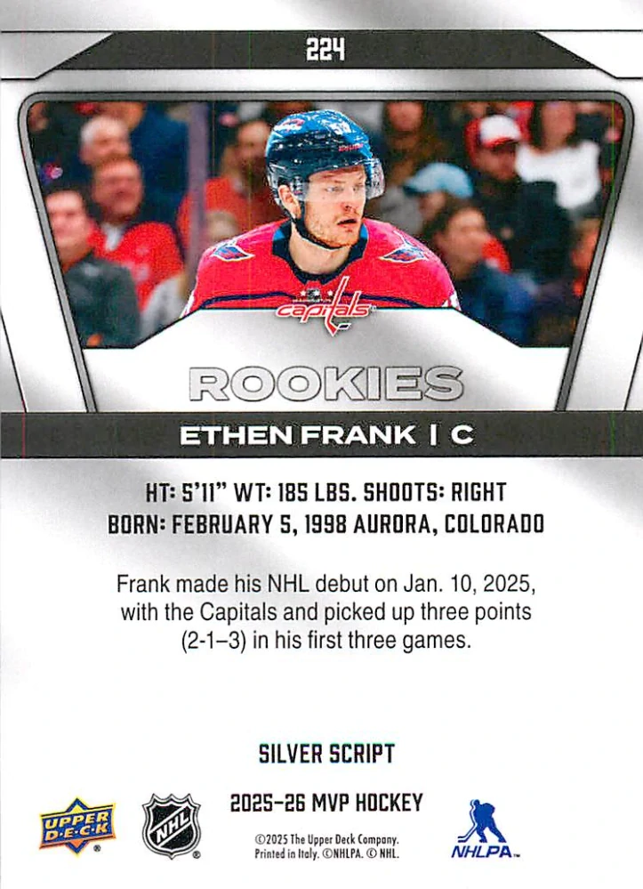 2025-26 UD MVP - Ethan Frank - Rookies Silver Script #224