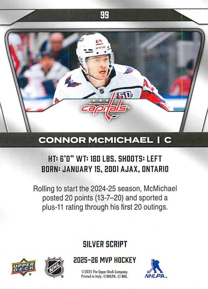 2025-26 UD MVP - Connor McMichael - Silver Script #99