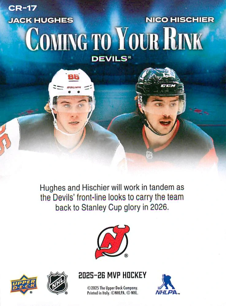 2025-26 UD MVP - Jack Hughes, Nico Hischier - Coming To Your Rink #CR-17